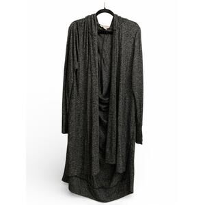 Athleta Harmony Soft Hooded Wrap Long Cardigan Duster Drape Back Dark Grey Sz L